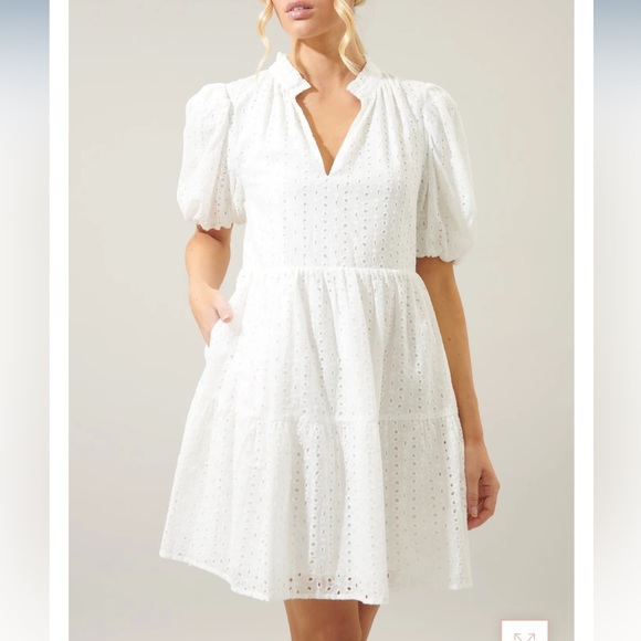 SUGARLIPS Jacey Babydoll Eyelet Mini Dress - Picture 2 of 12